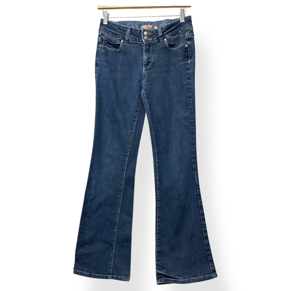 Paige Womens Hidden Hills Flare Jeans 28 Blue Stretch Denim Y2K Boho Revival - Picture 2 of 11